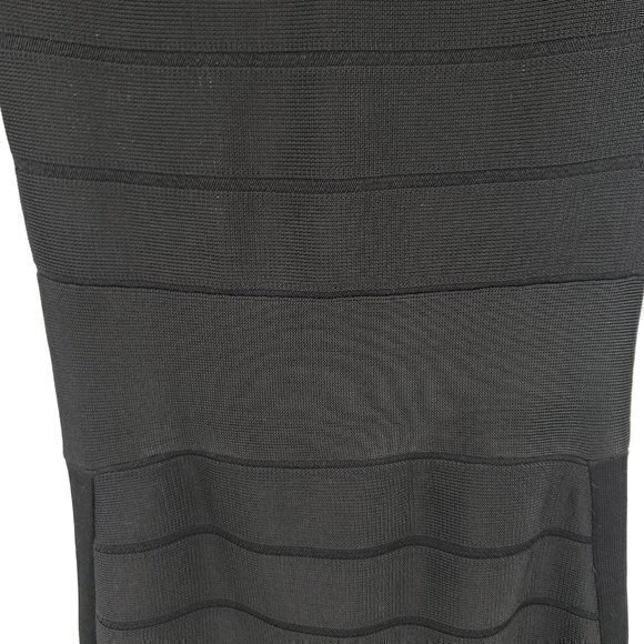 French Connection Bandage Herve Leger-Style Elbow Sleeve Dress 2 Black Halloween - Picture 12 of 16